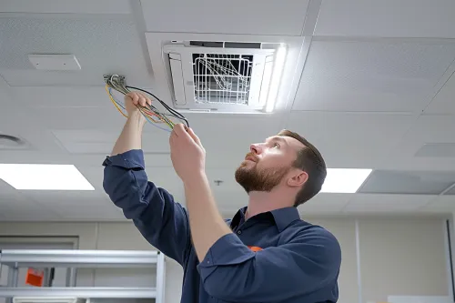 Installation d'un climatiseur cassette étape par étape.