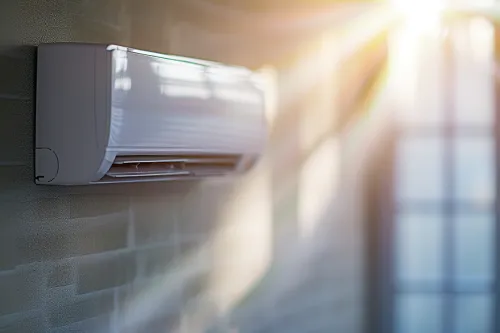 Technicien installant un climatiseur split.