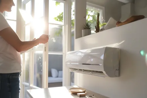 Climatiseur console silencieux installé dans un salon