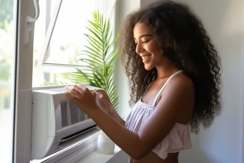 Installation facile d'un climatiseur mobile pour un confort optimal.