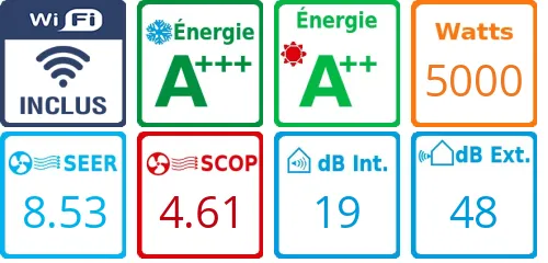 Caracteristiques Daikin Bi-split 2MXM50A + FTXJ20AB + FTXJ35AB